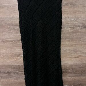 Black Lace Skirt Sz large boho maxi PEACH